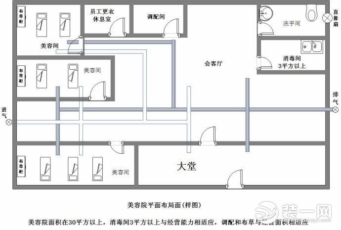 美容院装修平面图解疑答惑